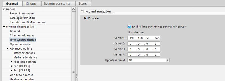 Step 4: TIA Portal PLC Device Configuration Settings for Time Synchronization