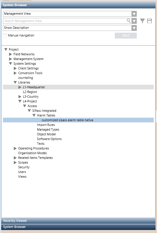 Customized Sipass Library in System Browser