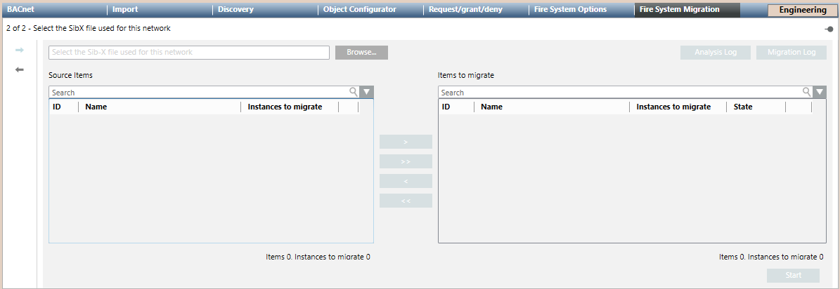 Step 2 - Select the SiB-X file used for this network.